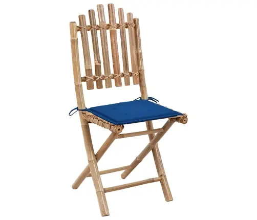 5-Daļīgs Āra Mēbeļu Komplekts Ar Matračiem, Saliekams, Bambuss Vidaxl