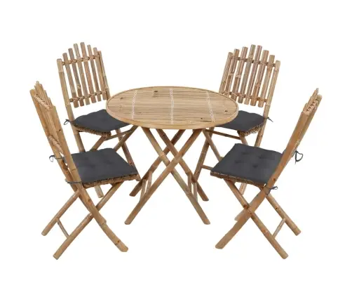 5-Osaline Kokkupandav Aiamööblikomplekt Patjadega, Bambus