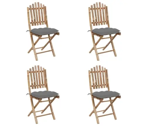 5-Daļīgs Āra Mēbeļu Komplekts Ar Matračiem, Saliekams, Bambuss Vidaxl