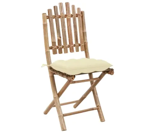 5-Daļīgs Āra Mēbeļu Komplekts Ar Matračiem, Saliekams, Bambuss Vidaxl