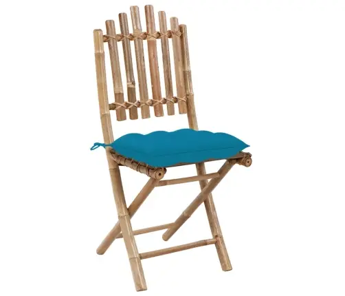 5-Daļīgs Āra Mēbeļu Komplekts Ar Matračiem, Saliekams, Bambuss Vidaxl