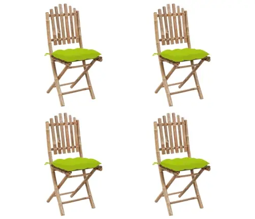 5-Daļīgs Āra Mēbeļu Komplekts Ar Matračiem, Saliekams, Bambuss Vidaxl