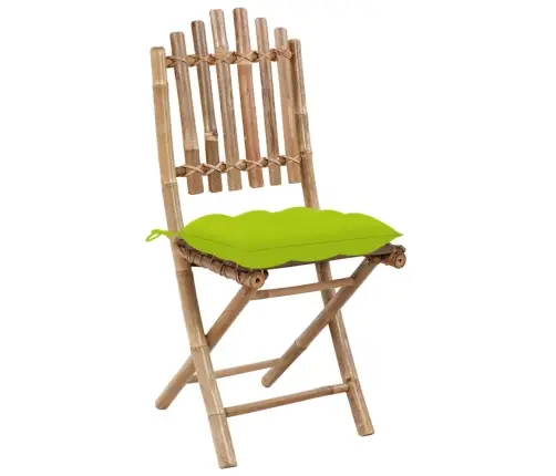 5-Daļīgs Āra Mēbeļu Komplekts Ar Matračiem, Saliekams, Bambuss Vidaxl