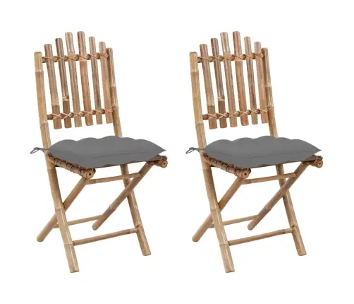 Saliekami Dārza Krēsli Ar Matračiem, 2 Gab., Bambuss Vidaxl