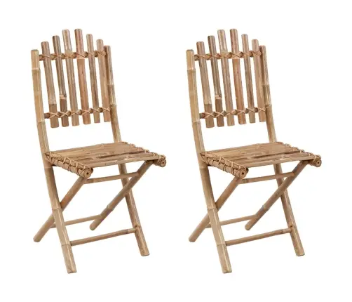 Saliekami Dārza Krēsli Ar Matračiem, 2 Gab., Bambuss Vidaxl