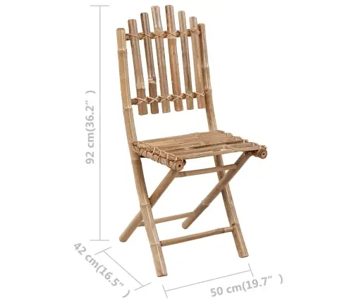 Saliekami Dārza Krēsli Ar Matračiem, 2 Gab., Bambuss Vidaxl