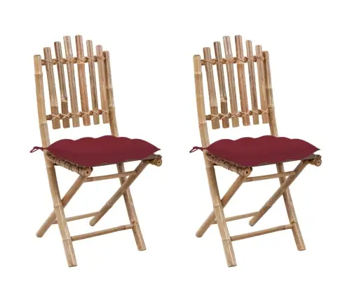 Saliekami Dārza Krēsli Ar Matračiem, 2 Gab., Bambuss Vidaxl