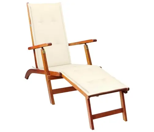Atpūtas Krēsls Ar Kāju Balstu Un Matraci, Akācijas Masīvkoks Vidaxl
