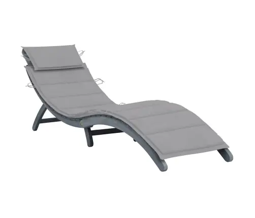 Sauļošanās Zvilnis Ar Matraci, Pelēks Akācijas Masīvkoks Vidaxl