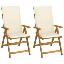 Atgāžami Dārza Krēsli Ar Matračiem, 2 Gab., Akācijas Masīvkoks Vidaxl