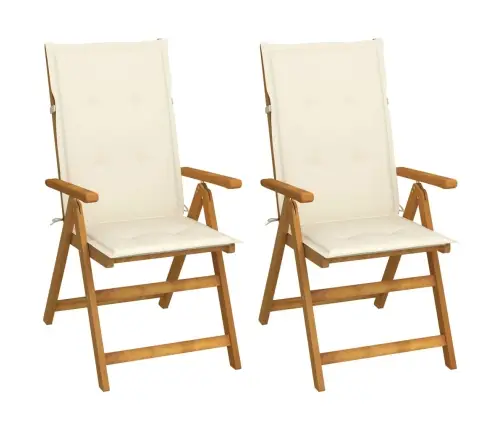 Atgāžami Dārza Krēsli Ar Matračiem, 2 Gab., Akācijas Masīvkoks Vidaxl