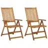 Atgāžami Dārza Krēsli Ar Matračiem, 2 Gab., Akācijas Masīvkoks Vidaxl
