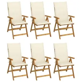 Saliekami Dārza Krēsli Ar Matračiem, 6 Gab., Akācijas Masīvkoks Vidaxl