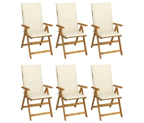 Saliekami Dārza Krēsli Ar Matračiem, 6 Gab., Akācijas Masīvkoks Vidaxl