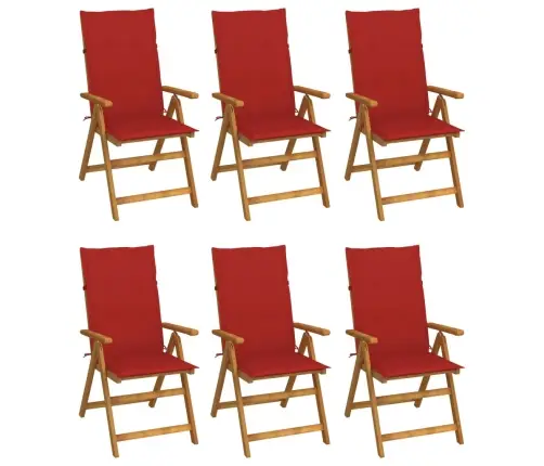 Sulankstomos Sodo Kėdės Su Pagalvėmis, 6Vnt., Akacijos Masyvas Sulankstomos Sodo Kėdės Su Pagalvėmis, 6Vnt., Akacijos Masyvas