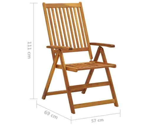 Saliekami Dārza Krēsli Ar Matračiem, 6 Gab., Akācijas Masīvkoks Vidaxl