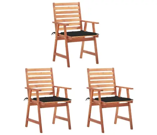 Dārza Krēsli Ar Matračiem, 3 Gab., Akācijas Masīvkoks Vidaxl