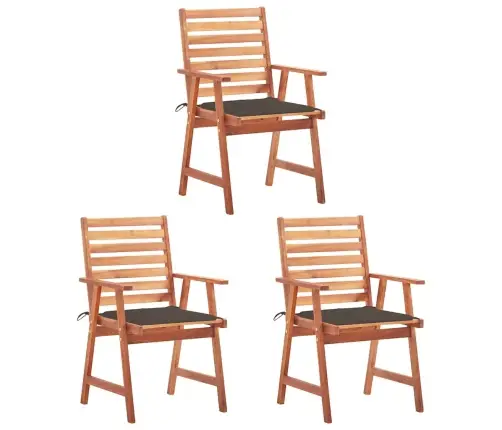 Dārza Krēsli Ar Matračiem, 3 Gab., Akācijas Masīvkoks Vidaxl
