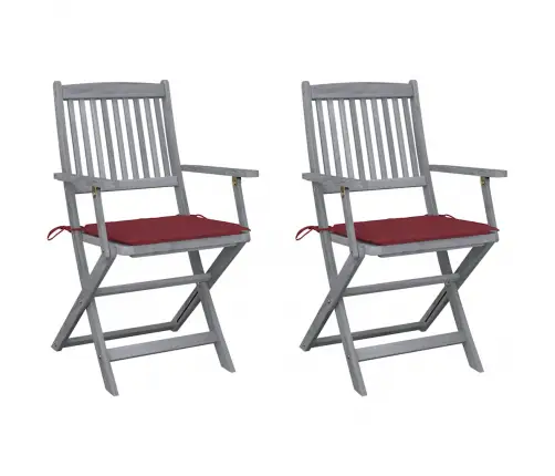 Saliekami Āra Krēsli Ar Matračiem, 2 Gab., Akācijas Masīvkoks Vidaxl