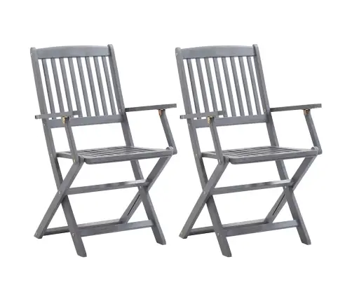 Saliekami Āra Krēsli Ar Matračiem, 2 Gab., Akācijas Masīvkoks Vidaxl