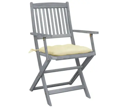 Saliekami Āra Krēsli Ar Matračiem, 2 Gab., Akācijas Masīvkoks Vidaxl