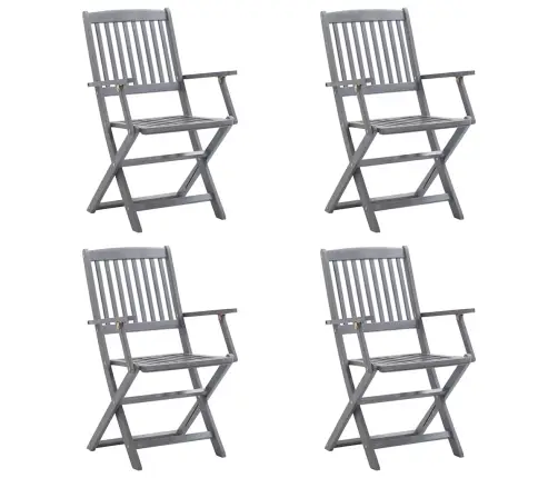 Kokkupandavad Aiatoolid 4 Tk Patjadega, Akaatsiapuit