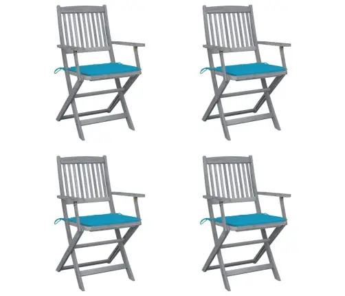 Saliekami Āra Krēsli Ar Matračiem, 4 Gab., Akācijas Masīvkoks Vidaxl