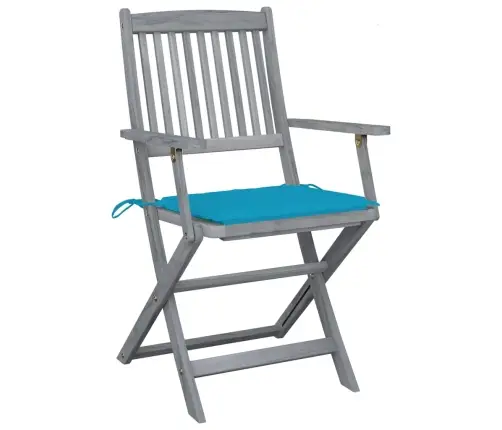 Saliekami Āra Krēsli Ar Matračiem, 4 Gab., Akācijas Masīvkoks Vidaxl