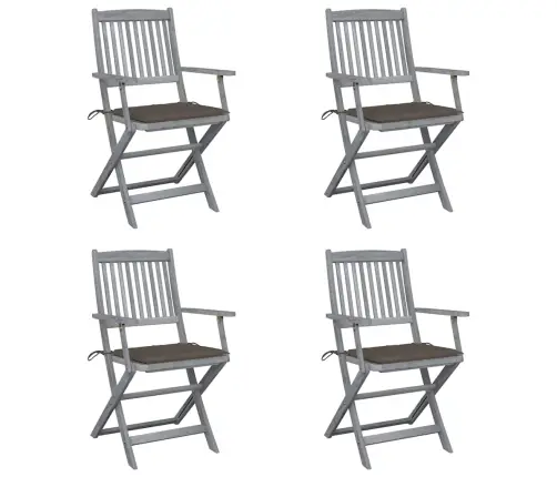 Saliekami Āra Krēsli Ar Matračiem, 4 Gab., Akācijas Masīvkoks Vidaxl