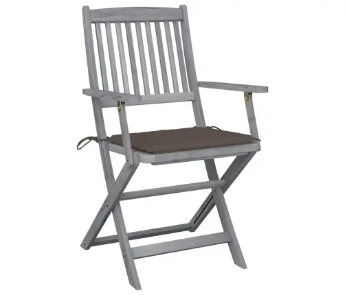 Saliekami Āra Krēsli Ar Matračiem, 4 Gab., Akācijas Masīvkoks Vidaxl