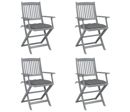 Saliekami Āra Krēsli Ar Matračiem, 4 Gab., Akācijas Masīvkoks Vidaxl