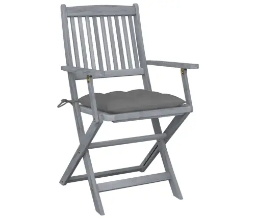 Saliekami Āra Krēsli Ar Matračiem, 4 Gab., Akācijas Masīvkoks Vidaxl