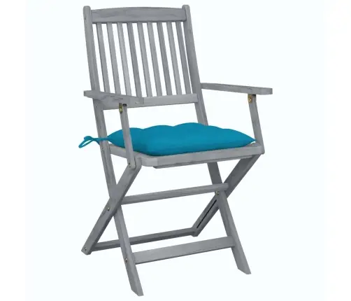 Saliekami Āra Krēsli Ar Matračiem, 4 Gab., Akācijas Masīvkoks Vidaxl