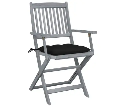 Saliekami Āra Krēsli Ar Matračiem, 4 Gab., Akācijas Masīvkoks Vidaxl