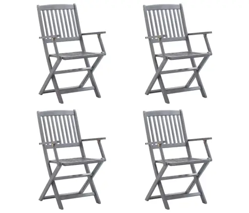 Sulankstomos Lauko Kėdės Su Pagalvėmis, 4Vnt., Akacijos Masyvas