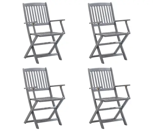 Kokkupandavad Aiatoolid, 4 Tk, Patjadega, Akaatsiapuit