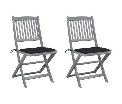 Saliekami Āra Krēsli Ar Matračiem, 2 Gab., Akācijas Masīvkoks Vidaxl