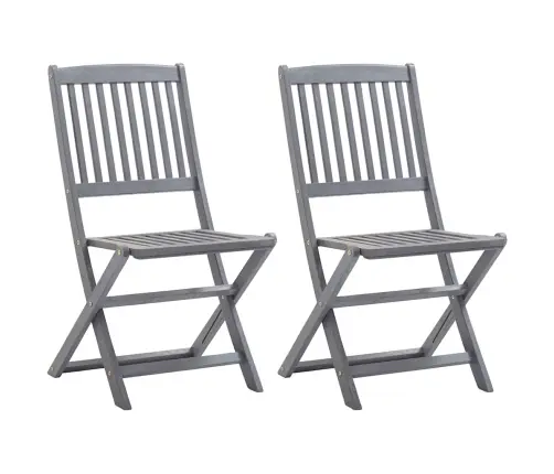 Saliekami Āra Krēsli Ar Matračiem, 2 Gab., Akācijas Masīvkoks Vidaxl