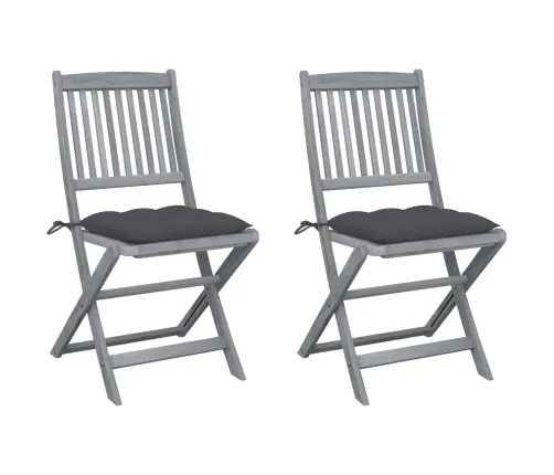 Saliekami Āra Krēsli Ar Matračiem, 2 Gab., Akācijas Masīvkoks Vidaxl