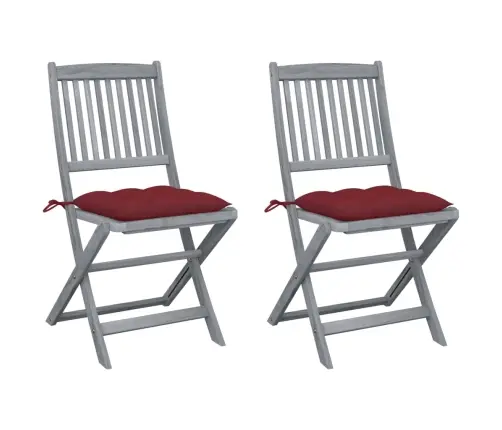 Saliekami Āra Krēsli Ar Matračiem, 2 Gab., Akācijas Masīvkoks Vidaxl