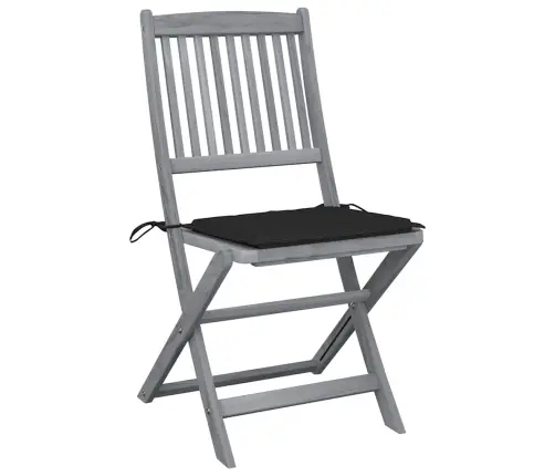 Saliekami Āra Krēsli Ar Matračiem, 4 Gab., Akācijas Masīvkoks Vidaxl