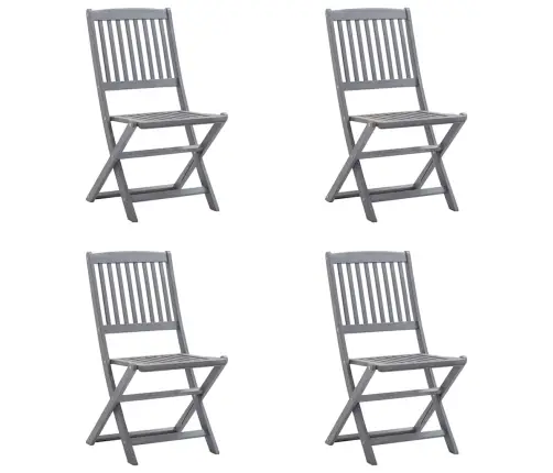 Saliekami Āra Krēsli Ar Matračiem, 4 Gab., Akācijas Masīvkoks Vidaxl