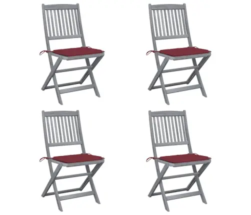 Kokkupandavad Aiatoolid, 4 Tk, Patjadega, Akaatsiapuit