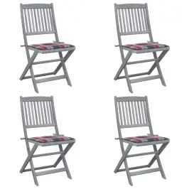 Saliekami Āra Krēsli Ar Matračiem, 4 Gab., Akācijas Masīvkoks Vidaxl