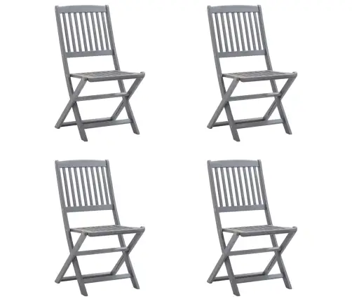 Saliekami Āra Krēsli Ar Matračiem, 4 Gab., Akācijas Masīvkoks Vidaxl