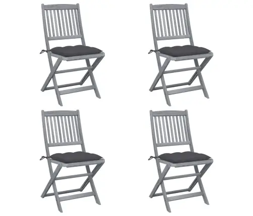 Saliekami Āra Krēsli Ar Matračiem, 4 Gab., Akācijas Masīvkoks Vidaxl