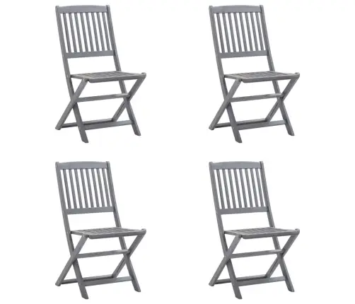 Saliekami Āra Krēsli Ar Matračiem, 4 Gab., Akācijas Masīvkoks Vidaxl