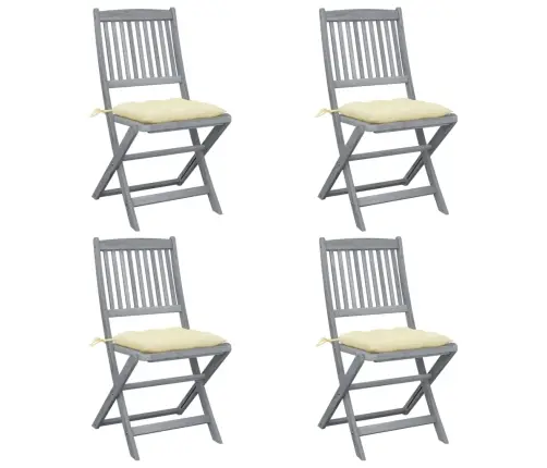 Kokkupandavad Aiatoolid 4 Tk Patjadega Akaatsiapuit