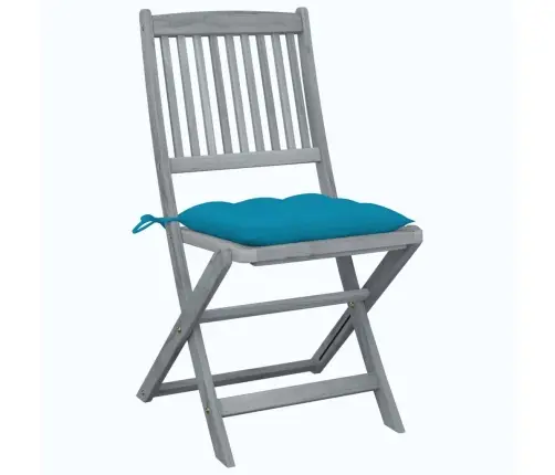 Saliekami Āra Krēsli Ar Matračiem, 4 Gab., Akācijas Masīvkoks Vidaxl