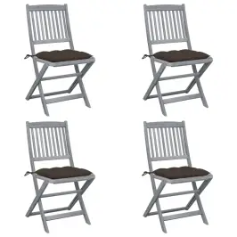 Saliekami Āra Krēsli Ar Matračiem, 4 Gab., Akācijas Masīvkoks Vidaxl